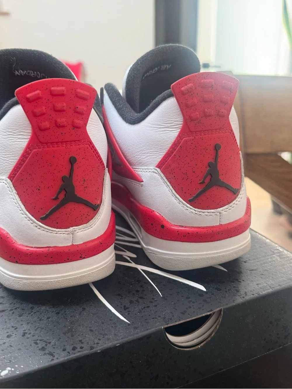 Jordan Men’s White and Red Retro Basketball Sneakers
